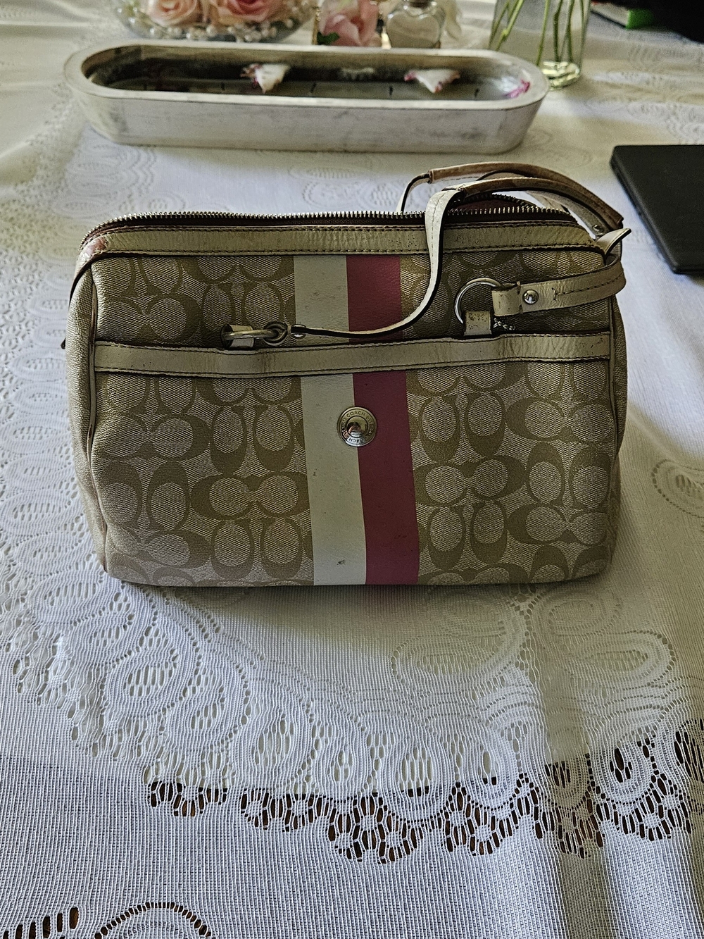 Coach Beige Signature Canvas Wristlet
